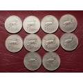 A Lot Of 10 RSA Nickel Rand Coins - Different dates - [Bid per coin to take all.]