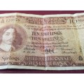 SARB Ten Shillings Note - 8.12.51 - MH De Kock