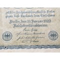 1922 Germany 10 000 Mark Reichsbanknote, Small Issue
