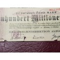 1923 City of Altona (Prussian Province of Schleswig-Holstein) 100 000 000 Mark Reichsbahndirektion