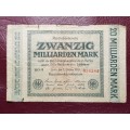 1923 Germany 20 000 000 000 Mark Reichsbanknote