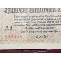 1923 Prussian Province of Berlin (German Notgeld) 100 000 000 Mark Deutsche Reichsbahn