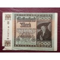1922 Germany Weimar Republic 5000 Mark Reichsbanknote