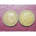 2 x 1941 SA Union Pennies - [Bid per coin to take both]