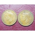 2 x 1946 SA Union Pennies - [Bid per coin to take both]