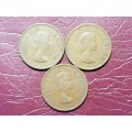 3 x 1955 SA Union Pennies - [Bid per coin to take all]