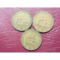 3 x 1950 SA Union Pennies - [Bid per coin to take all]