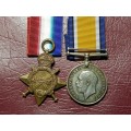 WW1 : 1914-15 Star & Sterling Silver British War Medal - J.A. Cunningham