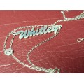 Lovely Genuine Solid Sterling Silver Name (Whitley) Necklace in Very Good Condition - [2,6 g]