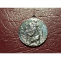 Large Genuine Sterling Silver St Christopher Pendant in Excellent Condition -[Diameter 26 mm, 7,4 g]