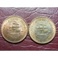 2 x 1960 SA Union Half Pennies - [Bid per coin to take both]