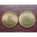 2 x 1960 SA Union Half Pennies - [Bid per coin to take both]