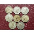 A Lot of 8 SA Union Silver 3 Pence - [Bid per coin to take all]