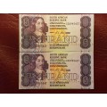 2 x RSA R5 Notes - C.L. Stals - [To my opinion UNC] - [Bid per note to take both]