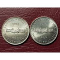 2 x 1960 SA Union Silver 5 Shillings - To My Opinion MS - [Bid per coin to take both]