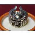Lovely Large Heavy Solid Sterling Silver Harley Davidson Ring In Excellent Condition - [31 g]