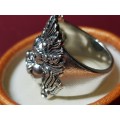 Lovely Large Heavy Genuine Solid Sterling Silver Ring In Excellent Condition - [24 g]
