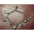 Lovely Genuine Solid Sterling Silver 11 Charm Bracelet - [16 g]