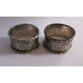 A MARVELOUS SOLID STERLING SILVER PAIR OF NAPKIN RINGS ...RARE 19TH CENTURY PIECES...GOOD WEIGHT !!