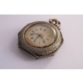 A CLASSY VINTAGE / ANTIQUE SILVER LADIES POCKET WATCH ...SPARES OR REPAIRS...NOT WORKING...