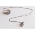 WOW !! WOW !! WOW !! STERLING SILVER RING ...NECKLACE...PENDANT...SET WITH FACETED STONES