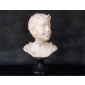 A LARGE RESIN BUST OF A YOUNG BOY ON A PLINTH SIGNED A. SANTINI - TOP CLASS !!!