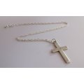A STERLING SILVER NECKLACE PLUS A STERLING SILVER CROSS PENDANT
