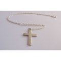 A STERLING SILVER NECKLACE PLUS A STERLING SILVER CROSS PENDANT