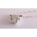 AN ELEGANT STERLING SILVER NECKLACE & STERLING SILVER PENDANT WITH FACETED STONE....DONT MISS OUT !!