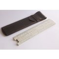A COMPLICATED LOOKING VINTAGE A.W.FABER CASTELL SLIDE RULE IN LEATHER HOLDER ...COOL !!