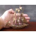 A VINTAGE DETAILED BRASS SHIP LOOKING FOR A PLINTH ....VERY COOL AND HEAVY