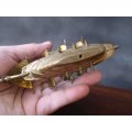 A VINTAGE DETAILED BRASS SHIP LOOKING FOR A PLINTH ....VERY COOL AND HEAVY