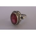 A SUPERB OLD HALLMARKED SILVER RING !!!!!! OLD FOREIGN SILVER - STONE DAMAGED ? SEE PICS...WOW !!!