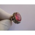 A SUPERB OLD HALLMARKED SILVER RING !!!!!! OLD FOREIGN SILVER - STONE DAMAGED ? SEE PICS...WOW !!!
