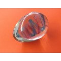 A SPLENDID VINTAGE EGG SHAPED SOLID GLASS PAPERWEIGHT / DUMP WITH SWIRLS INSIDE...SWEET !!!