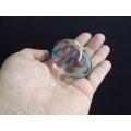 A SPLENDID VINTAGE EGG SHAPED SOLID GLASS PAPERWEIGHT / DUMP WITH SWIRLS INSIDE...SWEET !!!