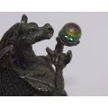 A fabulous Pewter statue entitled " THE DRAGON OF THE MOON " with crystal ball...AWESOME !!