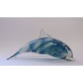 A FANTASTIC QUALITY VINTAGE BLOWN GLASS DOLPHIN PAPERWEIGHT WITH INTERNAL SWIRLS
