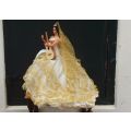 THE EPITOME OF KITCH !! A VINTAGE SPANISH MUSICIAN ORNAMENTAL DOLL IN HUGE FASHION ATTIRE !! WOW