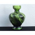 WOW !! WOW !! AN EYE CATCHING VINTAGE BEAUTIFULLY MADE GREEN & BLACK GLASS VASE !!