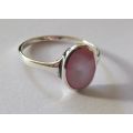 A Beautiful Solid Sterling Silver ring with a Pink Mother of Pearl look inset !! No Combining fees