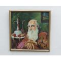 A Big Eye Catching original oil on board of an ""Oupa in thought"" signed M.De Beer ...Cool !!