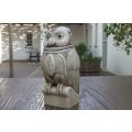 A STUNNING RARE CRUSHED MARBLE STATUE OF AN OWL " PROF " BY SA ARTIST JOHN BICCARD !! HIGH VALUE !!