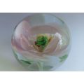 WOW !! A TOTALLY ADORABLE RARE LITTLE SOLID GLASS "FROG ON FLOWER" MOTIF VINTAGE PAPERWEIGHT !!