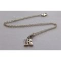 A FABULOUS ROUND LINK STERLING SILVER NECKLACE WITH A STERLING SILVER INITIAL "R" PENDANT !! SWEET !