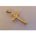 WOW !! A CHARMING VINTAGE 9CT GOLD CROSS PENDANT SET WITH SEVEN GENUINE PEARLS !! RARE FIND !!