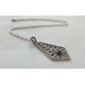 WOW !! A FASCINATING "KITE" SHAPED STERLING SILVER PENDANT & A STERLING SILVER NECKLACE !!