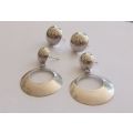 SWEET DEAL !! TWO PAIRS OF DOME STERLING SILVER EARRINGS..ONE STUD.ONE DROP N DANGLE !! BID FOR BOTH