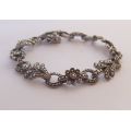 A BEAUTIFUL VINTAGE SOLID STERLING SILVER BRACELET SET WITH MARCASITE ...CLASSIC PIECE !! WOW !!