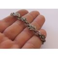 A BEAUTIFUL VINTAGE SOLID STERLING SILVER BRACELET SET WITH MARCASITE ...CLASSIC PIECE !! WOW !!